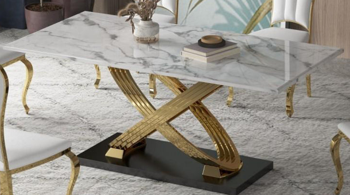 AYLI - 1640 Dining Table- Gold  71 x 36 x 30H