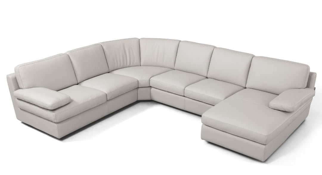 Salerno Leather Sectional Sofa and Chaise- Grey