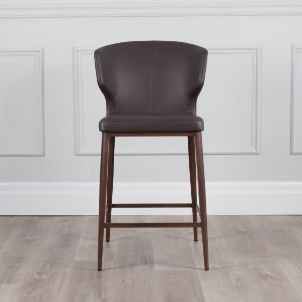 PB-20CAB Faux Leather Counterstool - Walnut Imprint Base