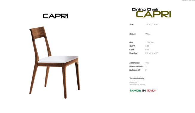 PB-26 CAPRI Dining Chair - Walnut (SET of 2)