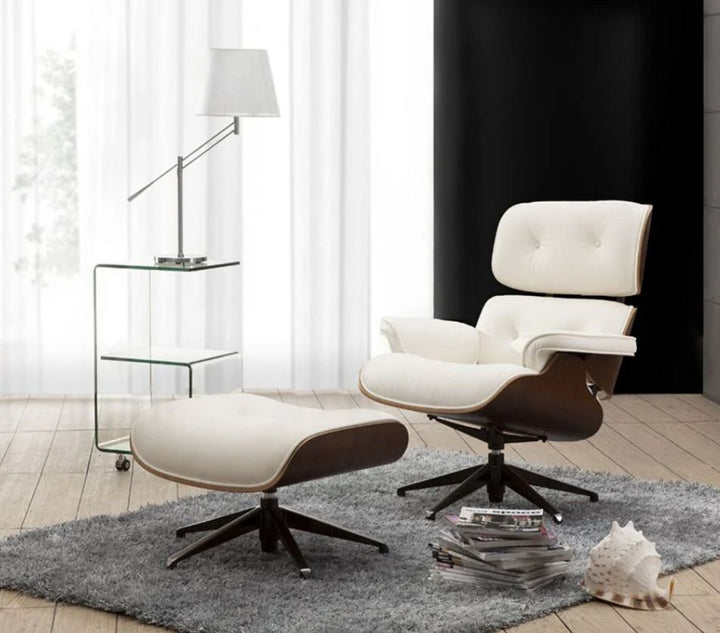 East Leather Lounge Chair with Ottoman