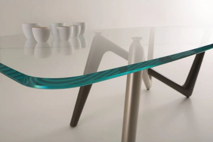 PB-26ESS  BRZ/Glass Rectangular Dining Table- 95"L