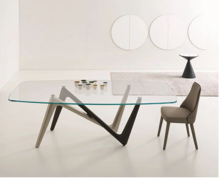 PB-26ESS  BRZ/Glass Rectangular Dining Table- 95"L