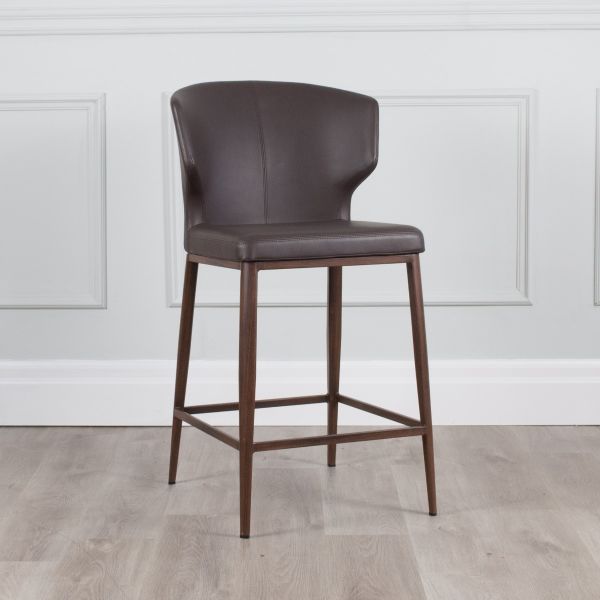 PB-20CAB Faux Leather Counterstool - Walnut Imprint Base