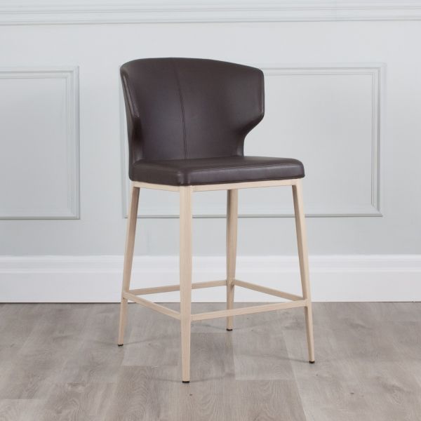 PB-20CAB Faux Leather Counterstool - Natural Wood Imprint Base