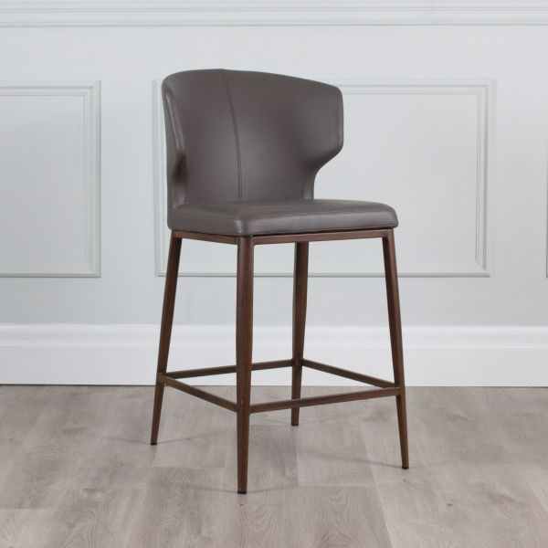 PB-20CAB Faux Leather Counterstool - Walnut Imprint Base