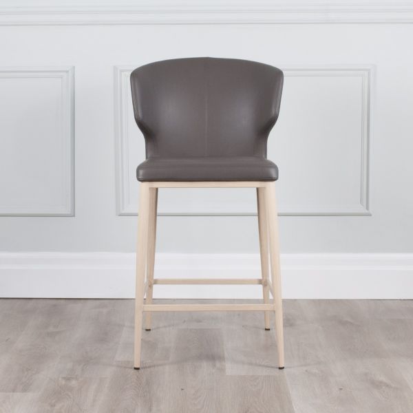 PB-20CAB Faux Leather Counterstool - Natural Wood Imprint Base