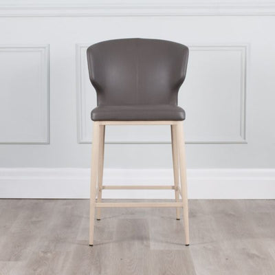 PB-20CAB Faux Leather Counterstool - Natural Wood Imprint Base