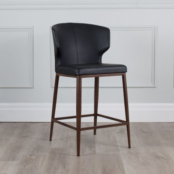 PB-20CAB Faux Leather Counterstool - Walnut Imprint Base