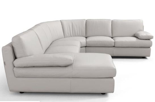 Salerno Leather Sectional Sofa and Chaise- Grey