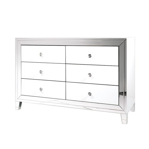 PB-11 White Mirror 6 Drawer Dresser