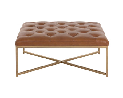 PB-06END Ottoman- Top Grain Leather-Gold