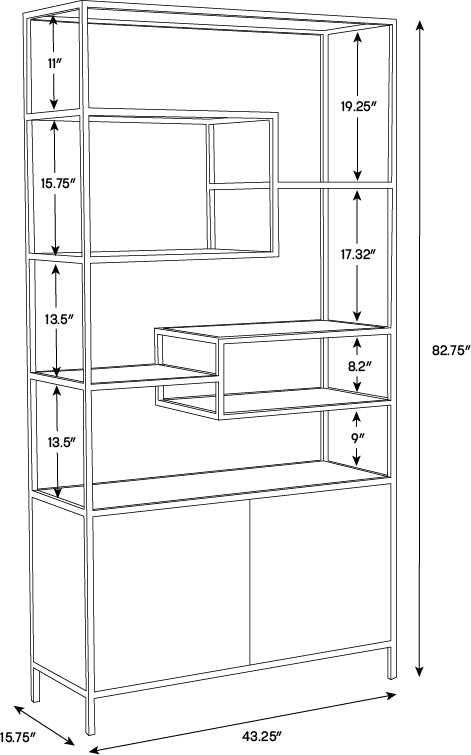 PB-06STA Bookcase- Charcoal Grey