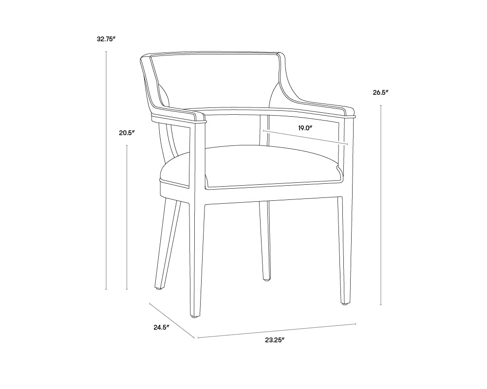 PB-06BRY Dining Chair -Armchair Ash Grey -Fabric CLEARANCE