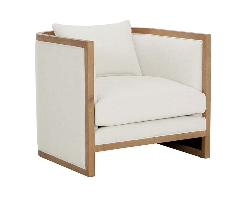 PB-06CHL Lounge Chair -Natural-  Heather Ivory Tweed