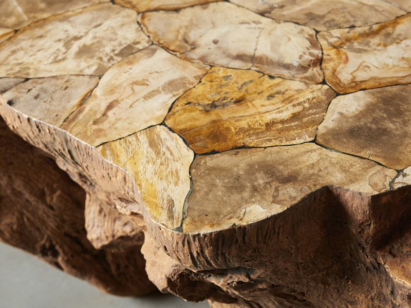 Rock Petrified Wood Side Table-Palma-Brava