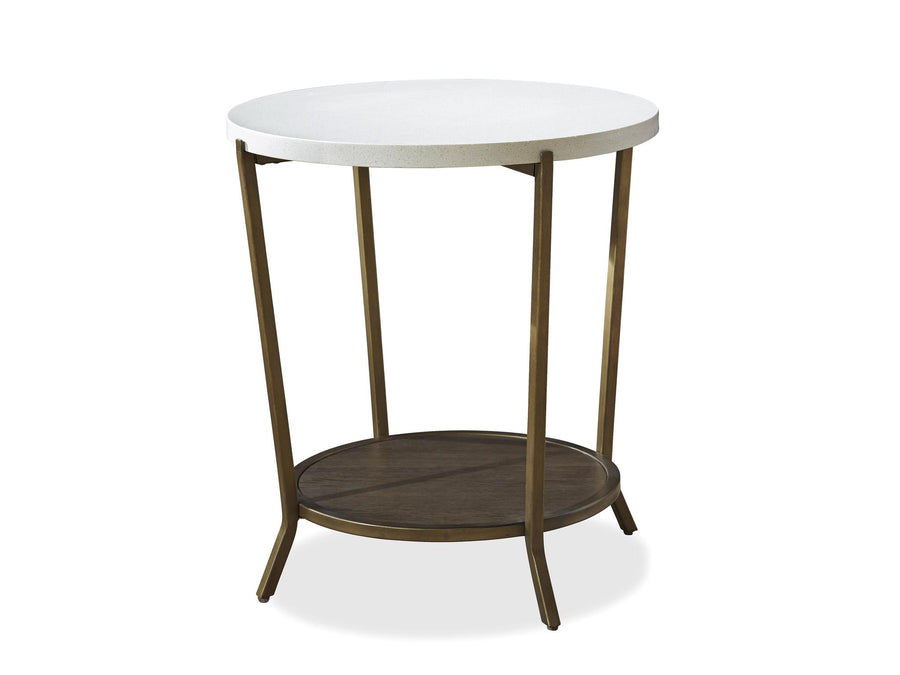 PB-01PLY-507 Round Stone Top End Table-Palma-Brava