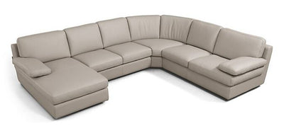 Salermo Leather Sectional Sofa and Chaise- Grey