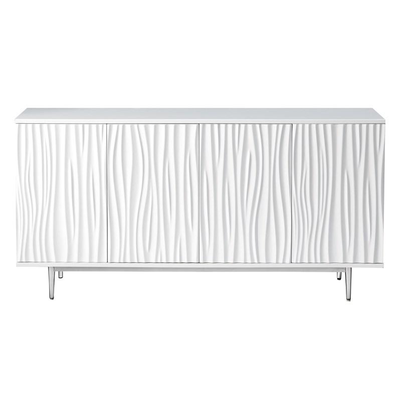 PB-04-48148 Waves Glossy White 4 Door Media Cabinet- CLEARANCE