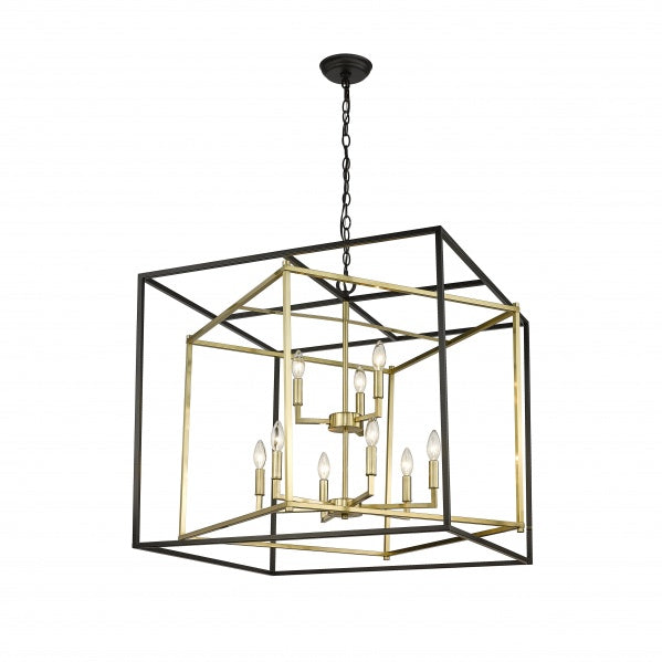 A BLACK AND GOLD INTERLOCKED BOX CHANDELIER-YS218C28BG