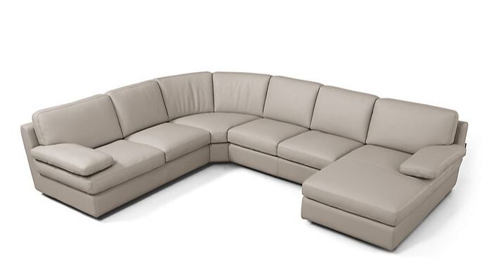 Salermo Leather Sectional Sofa and Chaise- Grey