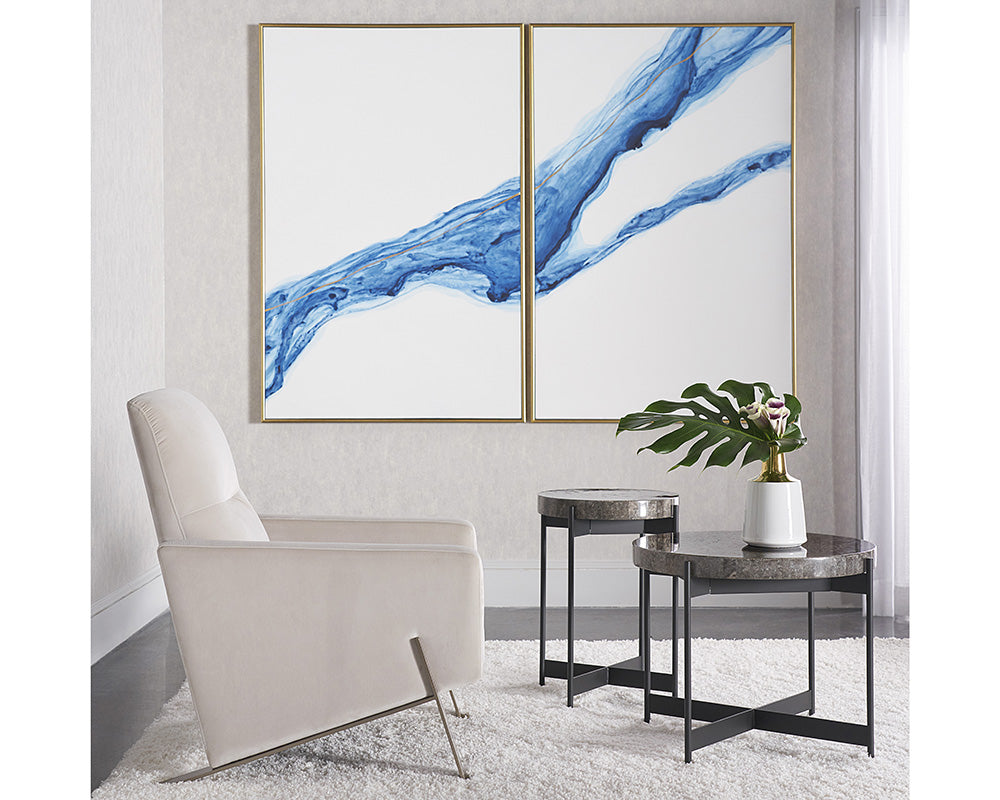 Fluidity (set Of 2) - 40" X 60" - Gold Floater Frame