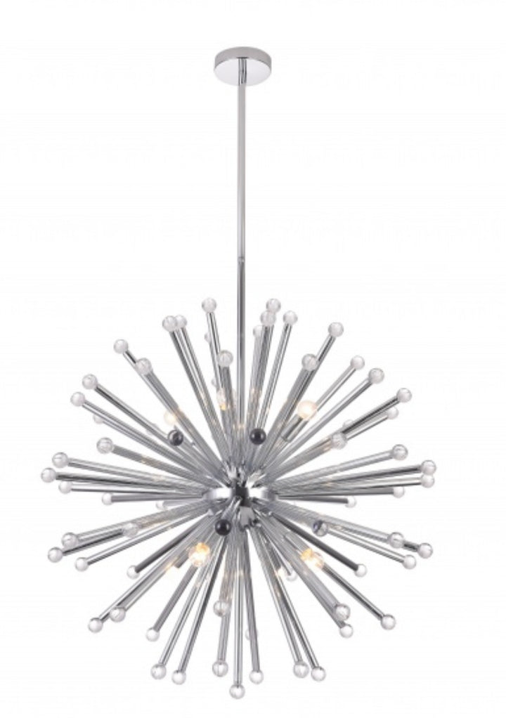 Chrome Frame Spike Chandelier with Clear Glass Balls