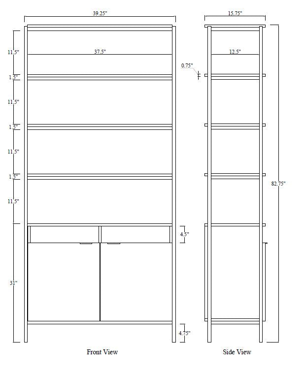 PB-06AMB Bookcase- Cream