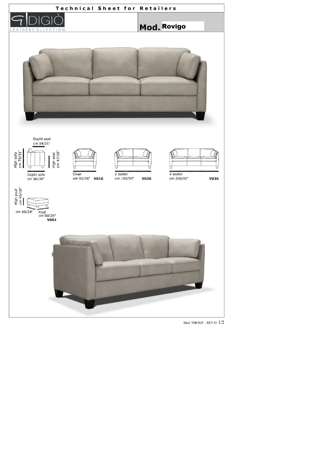 Rovigo Leather Sofa