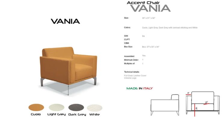 PB-26 Vania Leather Accent Chair