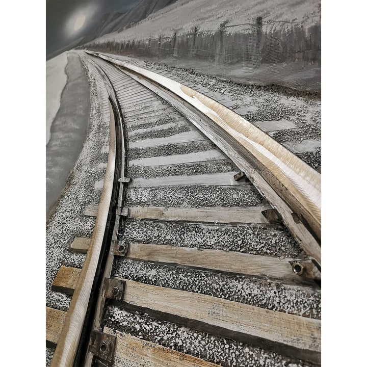 Vertical “3D Train Track Night View” Hand Painting