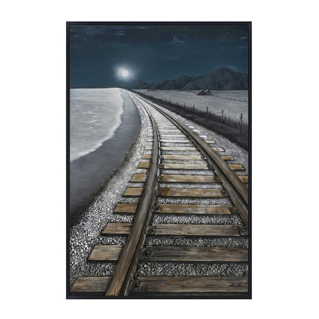 Vertical “3D Train Track Night View” Hand Painting