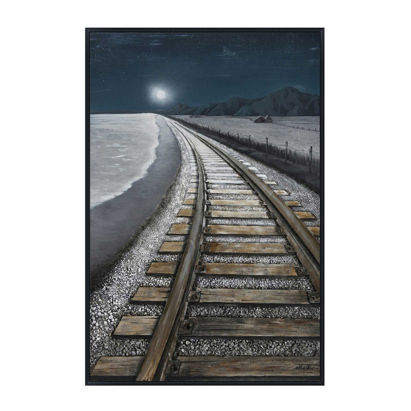 Vertical “3D Train Track Night View” Hand Painting