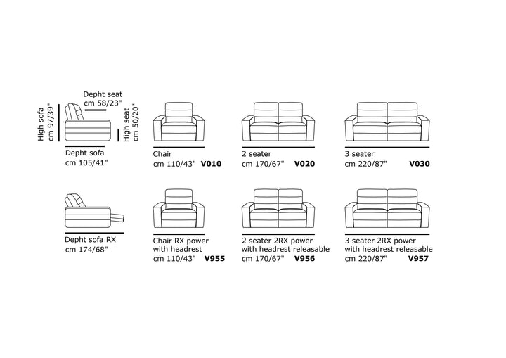 High-quality Torino Leather Reclining Sofa 