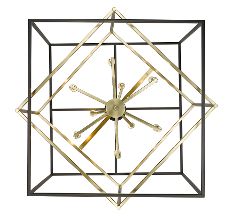 A BLACK AND GOLD INTERLOCKED BOX CHANDELIER-YS218C28BG