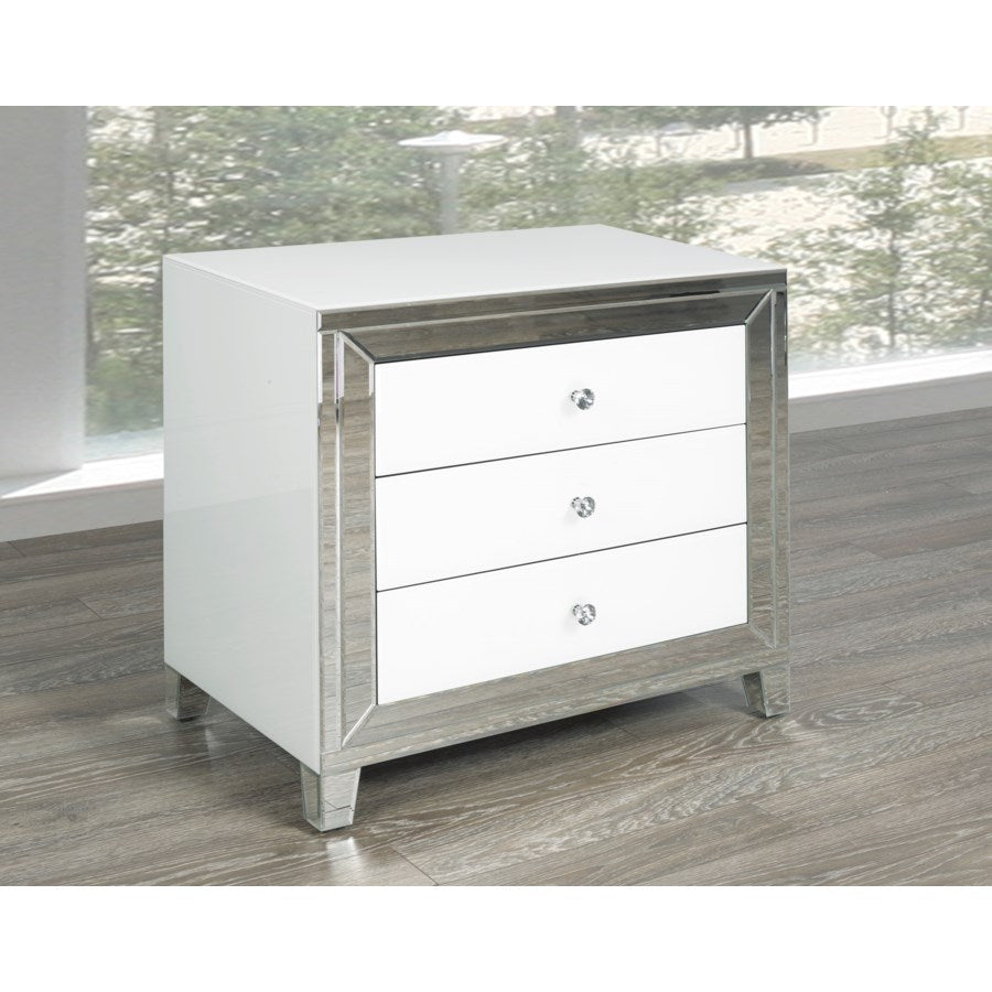 PB-11White Mirror Nightstand-Medium