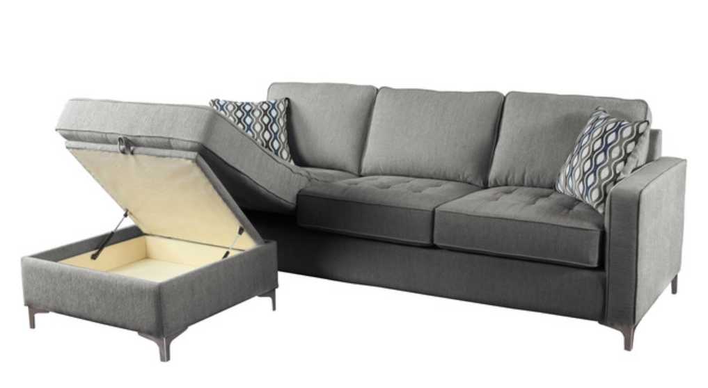 PB-10-9049 Reversible Sectional with Storage Chaise with 2 Pillows